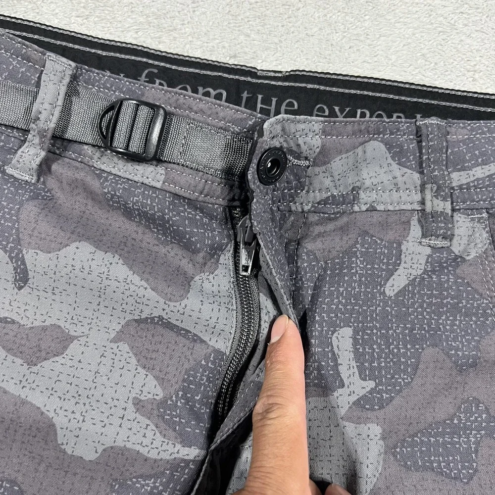 Prana Stretch Zion Shorts Mens 30 Gray Camo 10